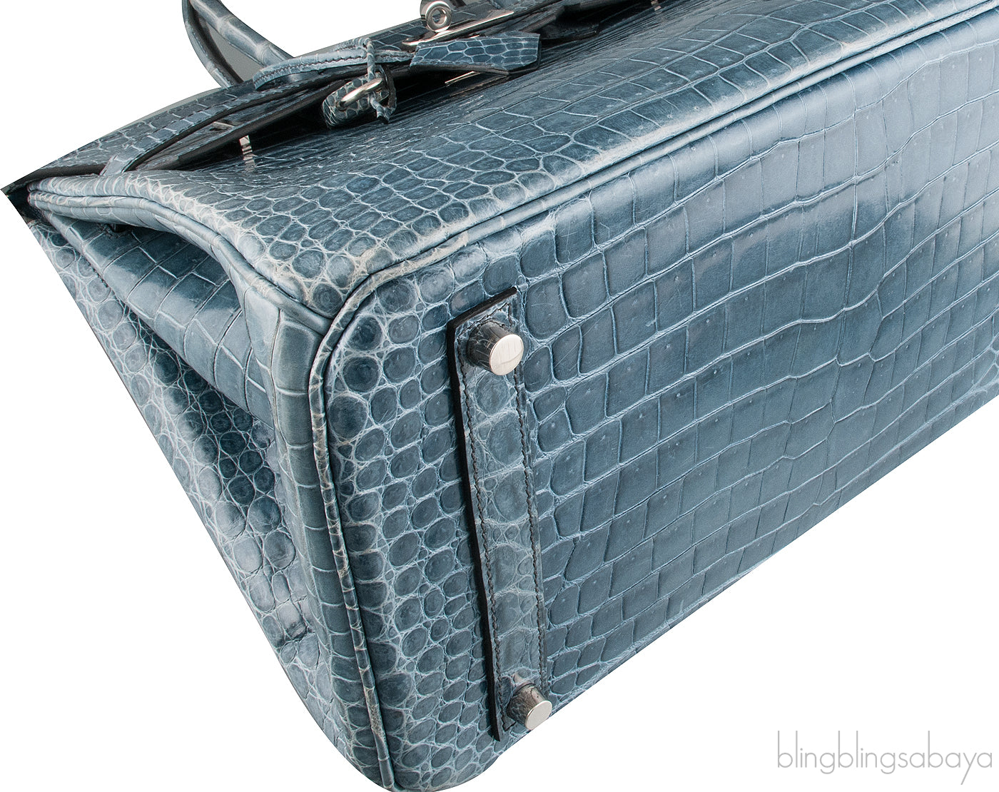 Birkin 35 Blue Tempete Porosus PHW