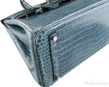 Birkin 35 Blue Tempete Porosus PHW