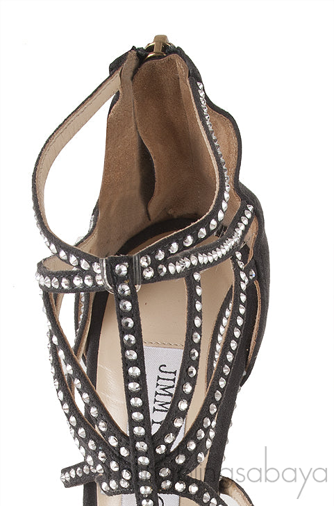 Jimmy Choo Strappy Grey Crystal Heels