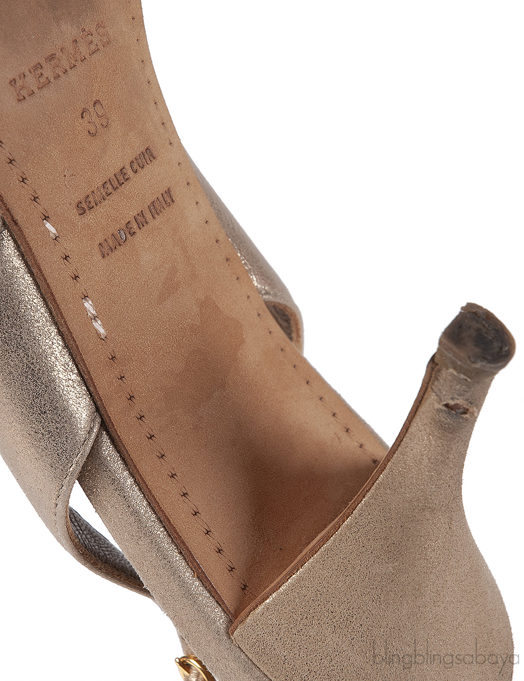 Hermes Night 70 Gold Slingback Sandals