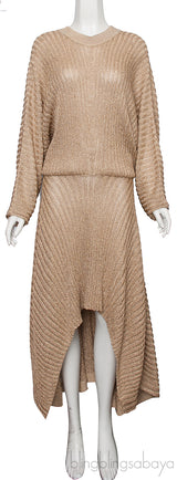 Metallic Brown Gold Stretch Dress