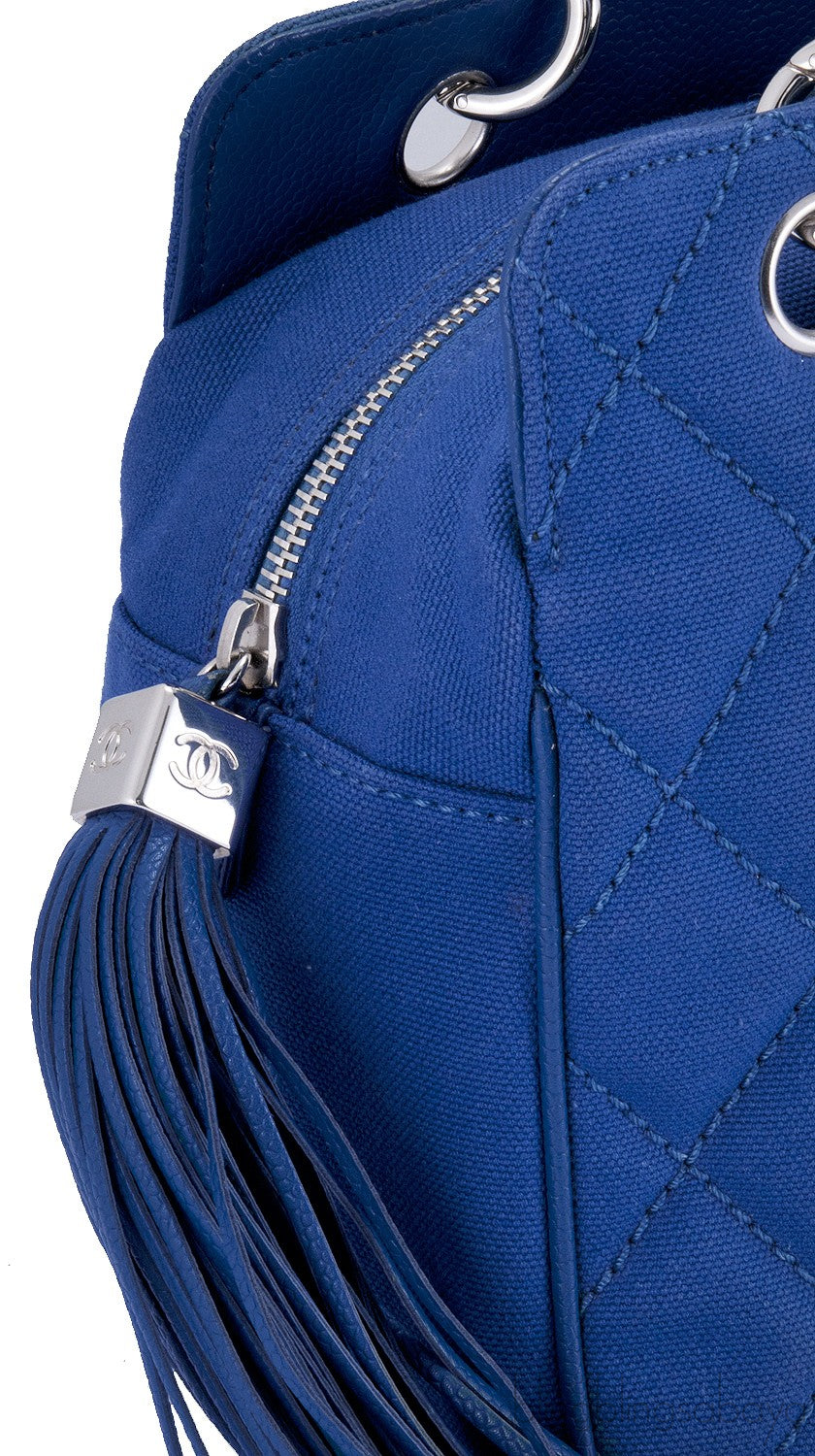 CC Denim Quilted Tassel Handbag