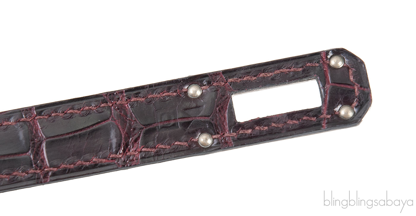 Hermes Kelly Wallet Burgundy Crocodile PHW