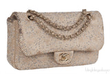 Crystal Bead Jewel Gold Medium Flap Bag