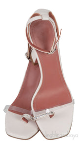 White PVC One Finger Crystal Sandals