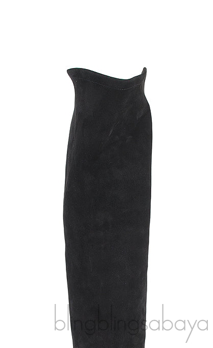 Black Suede High Leg Boots
