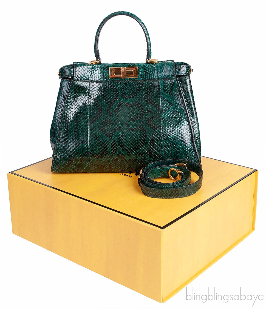 Fendi Peekaboo Medium Green Python Bag