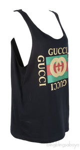 Gucci Black Vintage Printed Tank Top