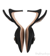 Black Crystal Pointed Toe Slingback