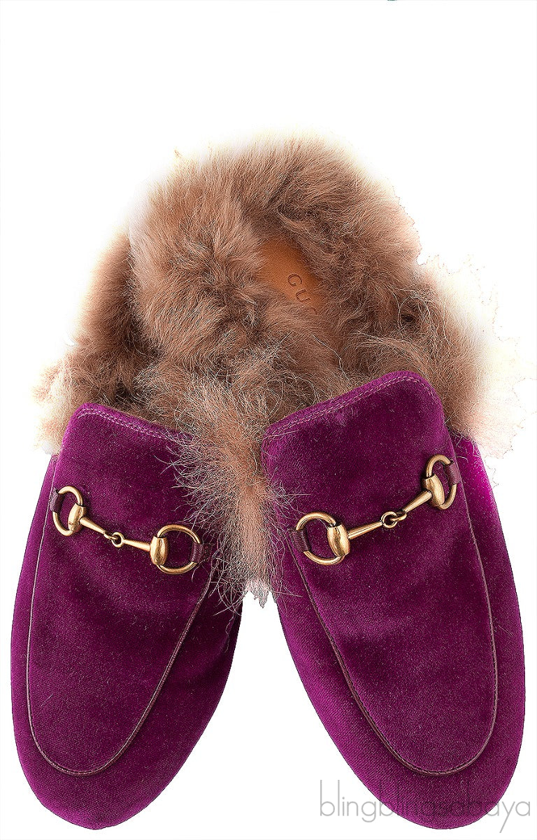 Purple Princetown Fur Slide
