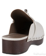 Hermes Carlota White Leather Mules