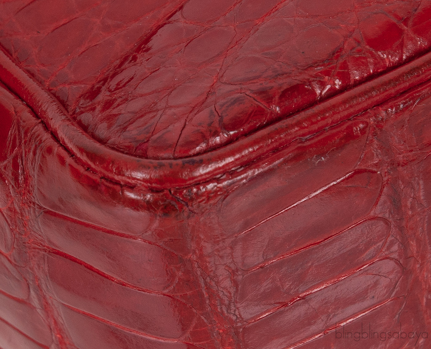 Vintage Red Crocodile CC Classic Mini Square Bag