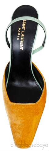 Blade Gold Velvet & Mint Green Slingback Pumps