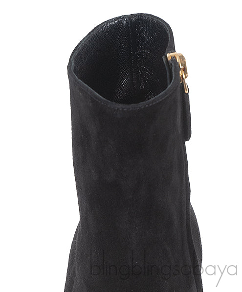 Prada Black Velvet Platform Boots