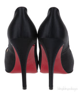 Christian Louboutin Prive Black Satin Peep Toe Pump