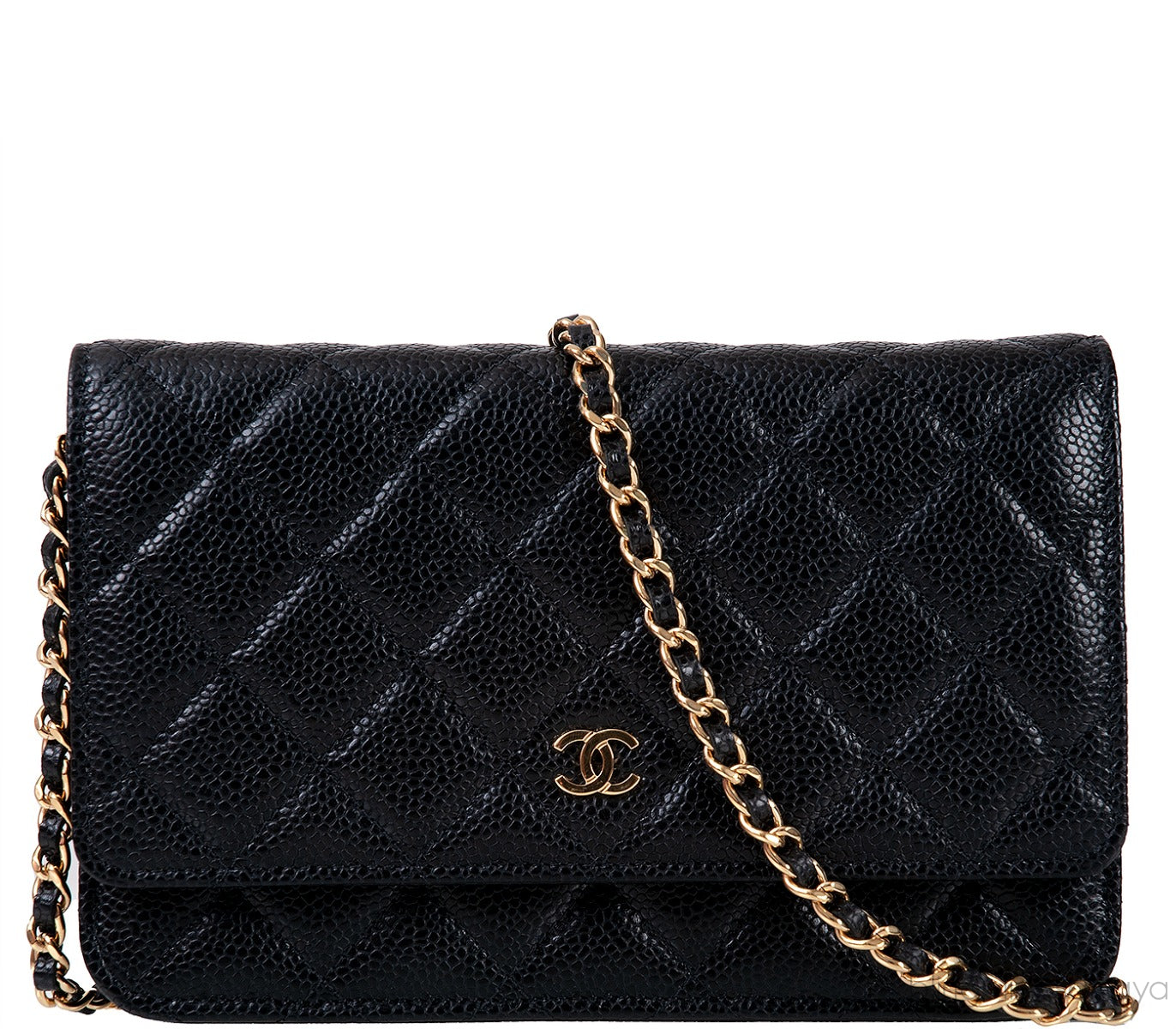 Black Quilted Caviar WOC Wallet on Chain