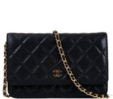 Black Quilted Caviar WOC Wallet on Chain