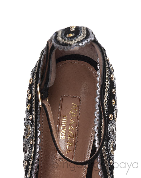 Aquazzura Black Embellished Jaipur Pumps