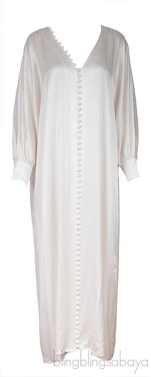 White Cannes Button Midi Dress
