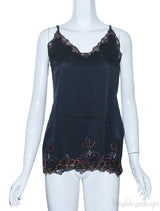 Black Lace Trim Camisole Top