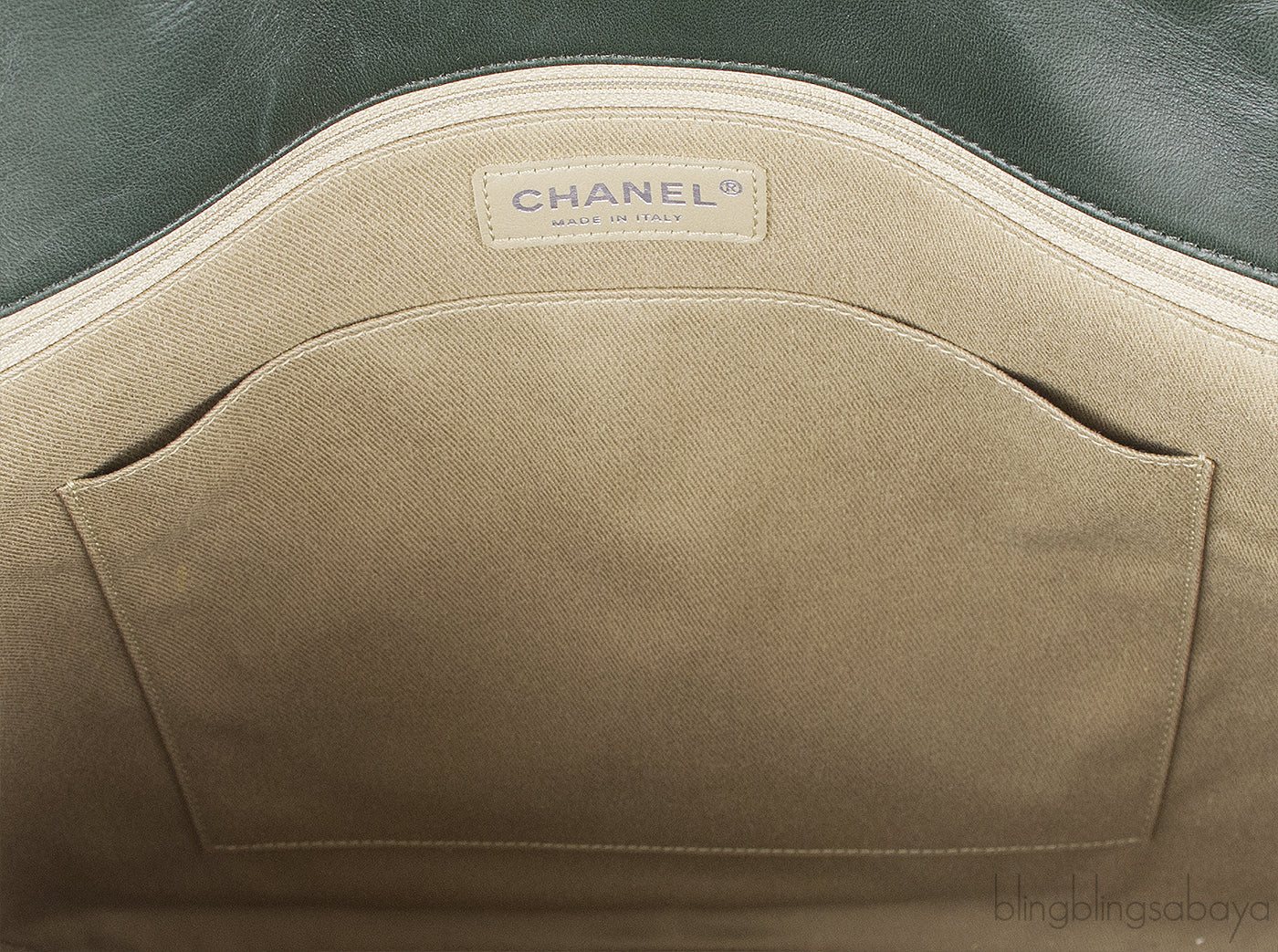 2.55 Olive Green Patent Quilted Flap XL