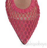 GIANVITO ROSSI Pink Leather Trimmed Fishnet Pump 38
