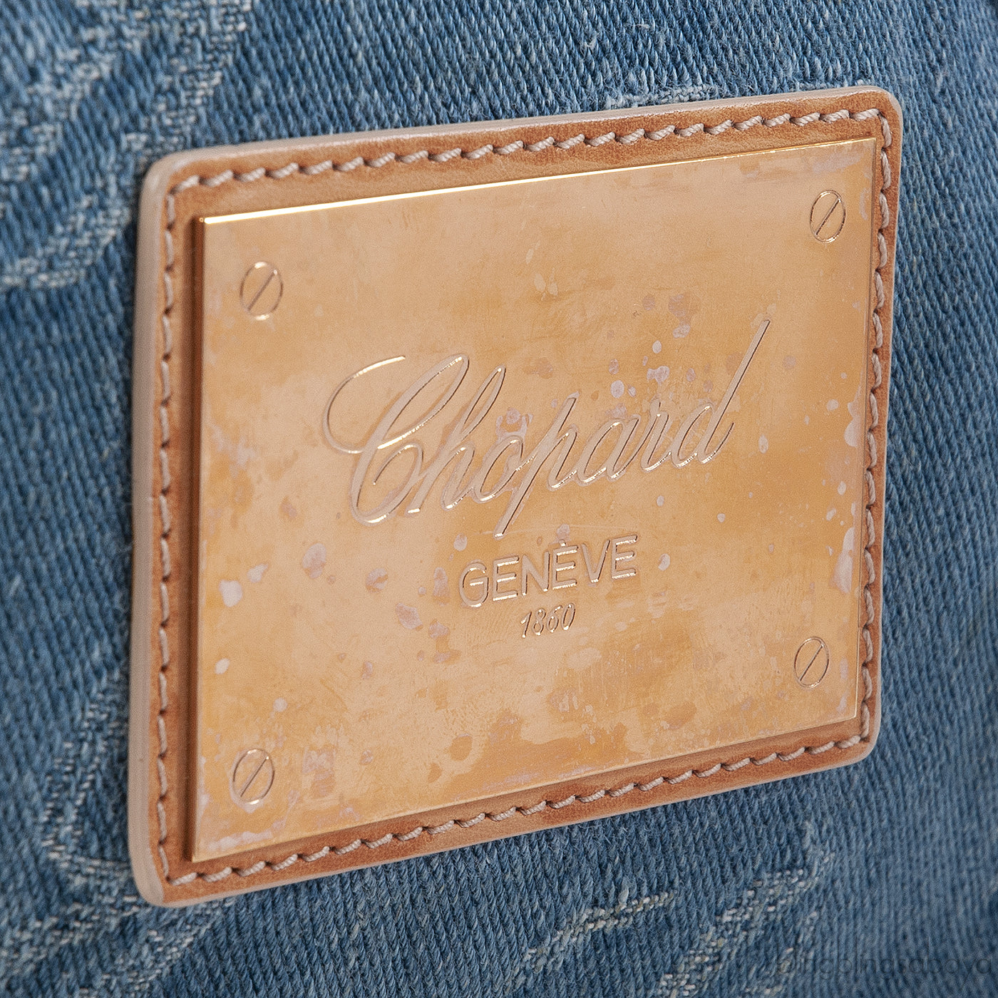 Chopard Blue Denim Distressed Logo Shoulder Bag