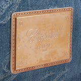 Chopard Blue Denim Distressed Logo Shoulder Bag