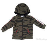 Moss Green Printed Kids Hoodie