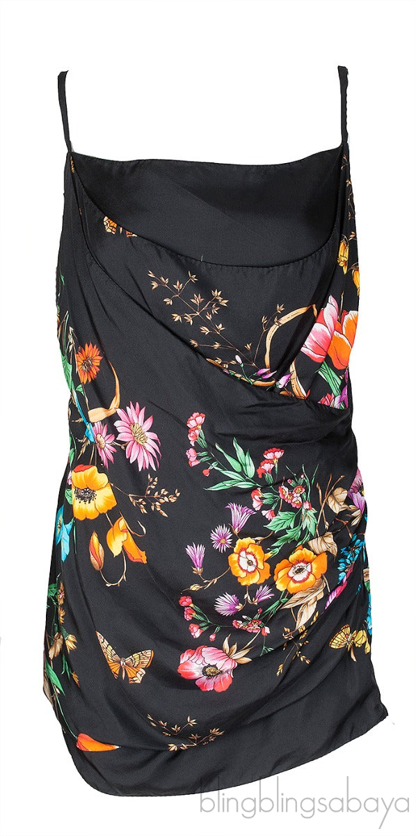 Draped Silk Floral Print Cami