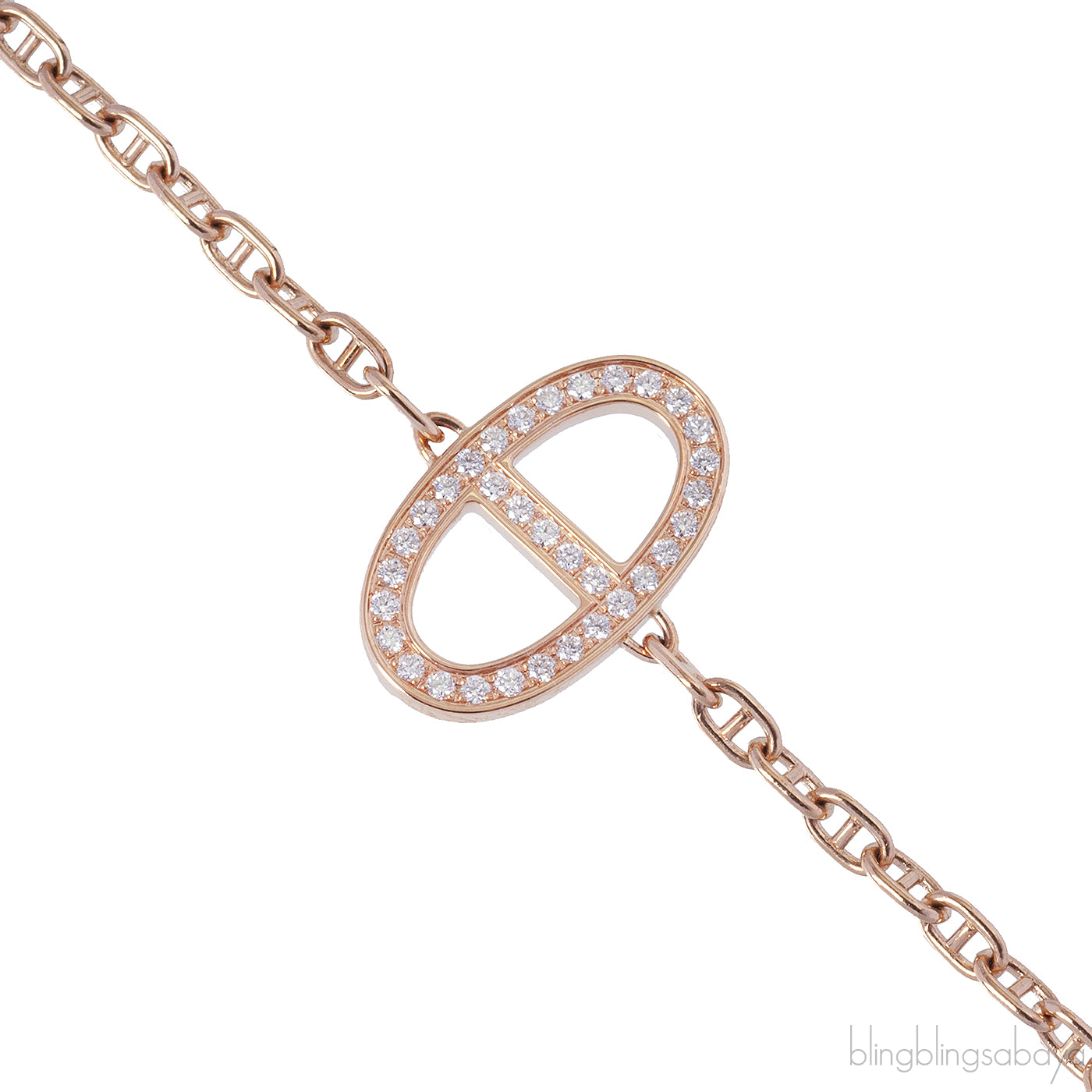 Hermes Chaine d\'ancre Contour Rose Gold Diamond Bracelet