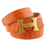 H Belt Orange Crocodile