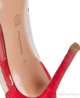 Red Suede PVC Plexi Pump