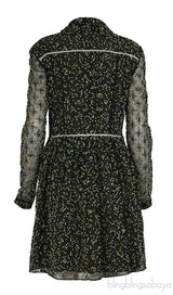Fendi Green Embellished Long Sleeve Mini Dress M