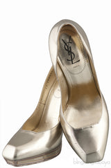 Gold Square Toe Mirrored Heels