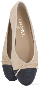CC Cap Toe Beige Ballerina Flats