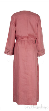 Norlia Pink Linen Midi Dress