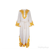 Macrame Trimmed Linen Midi Dress