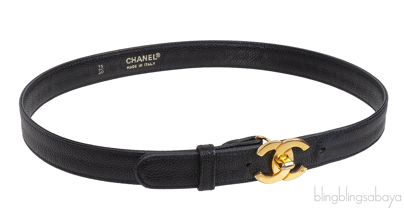 Chanel Black Caviar CC Turnlock Vintage Belt