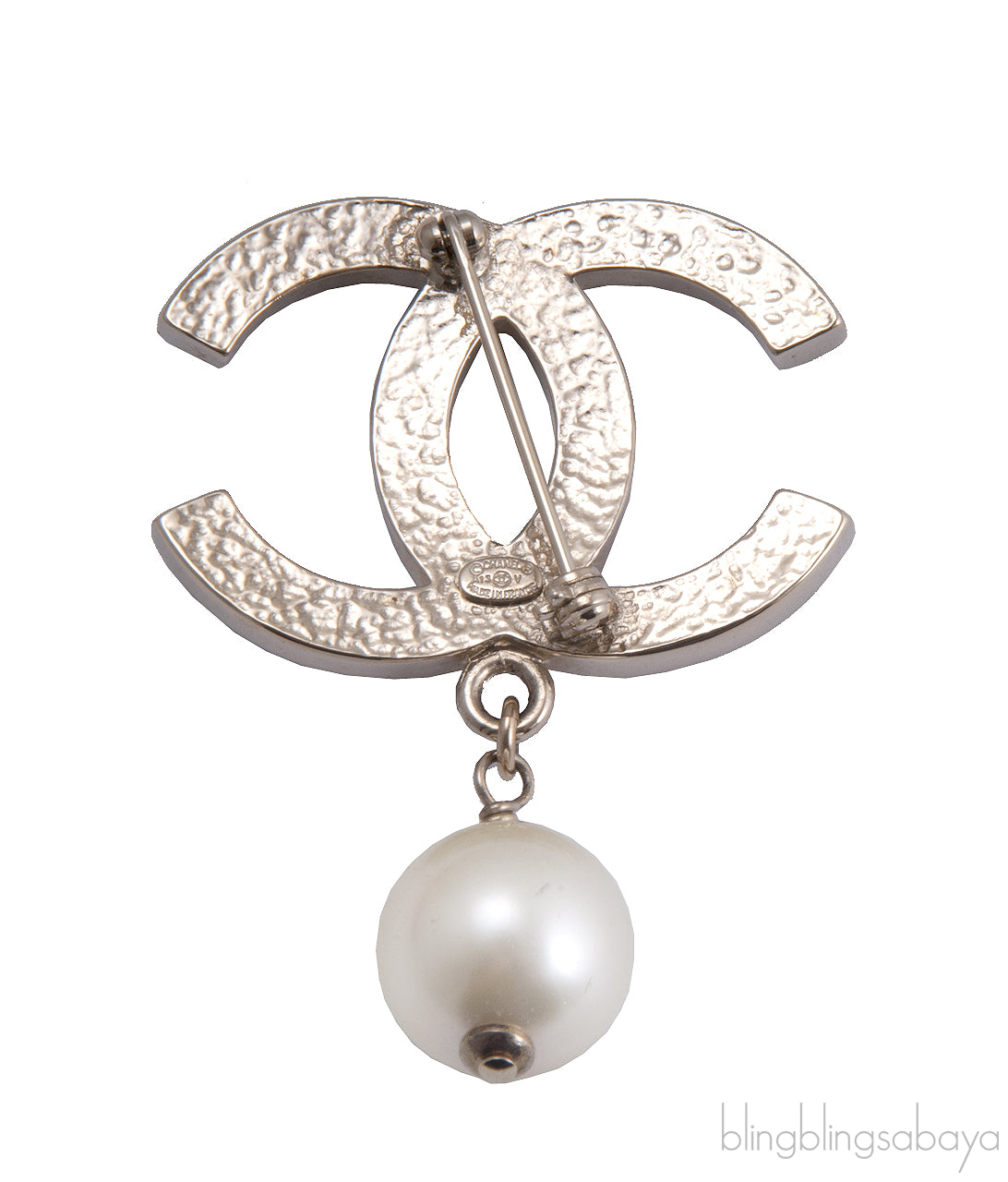 CC Logo Pearl Drop Pin Brooch