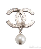 CC Logo Pearl Drop Pin Brooch