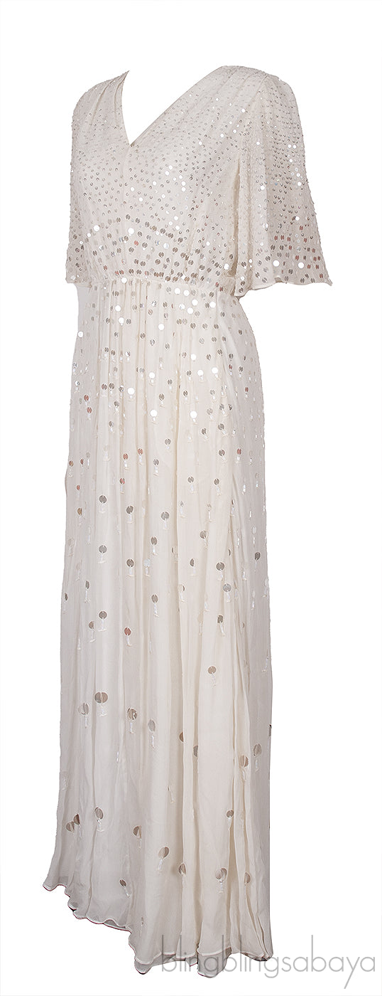 Topiary V-Neck Sequin Embellished Dress