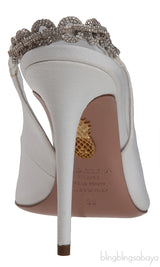 Aquazzura White Love Link 105 Crystal Slingback Heels