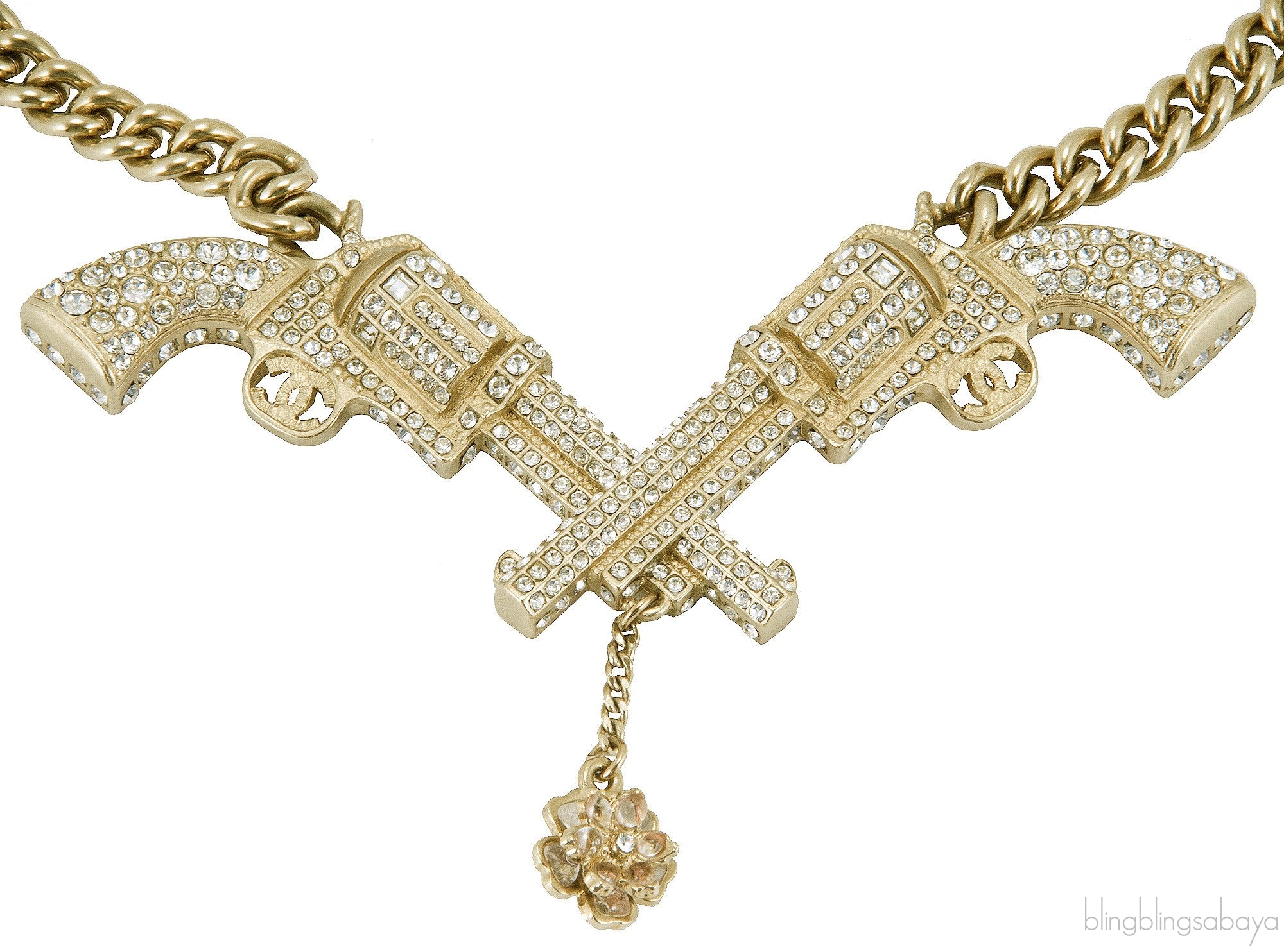 Double Gun Crystal Necklace