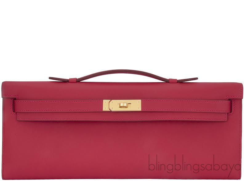 Kelly Cut Vermillon Swift Clutch GHW