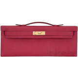 Kelly Cut Vermillon Swift Clutch GHW