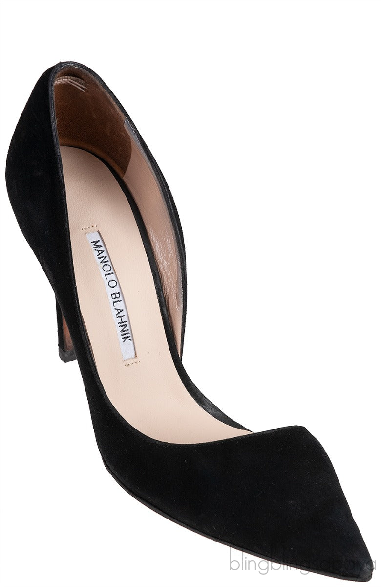 Black Suede Pointed Toe Heels