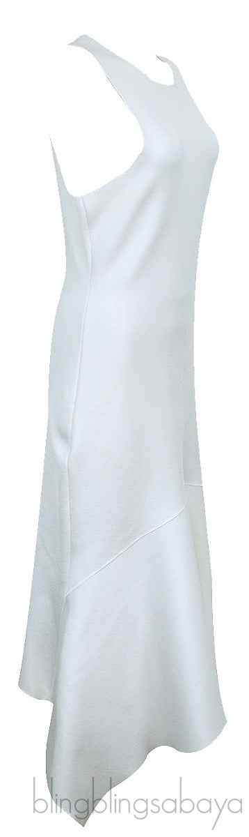 White Sleeveless Asymmetrical Hem Dress