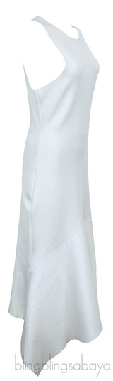 White Sleeveless Asymmetrical Hem Dress