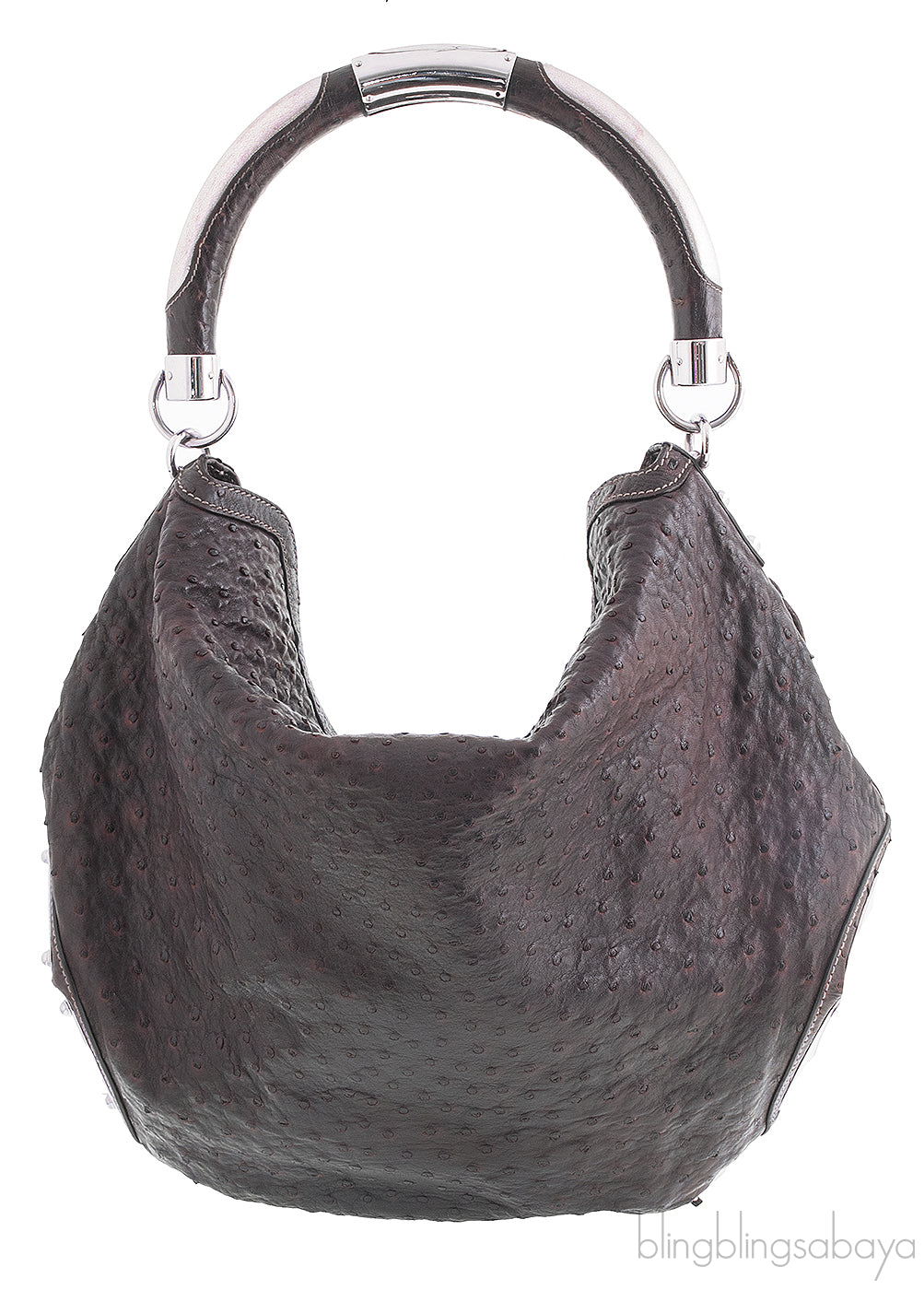 Indy Dark Brown Ostrich Hobo